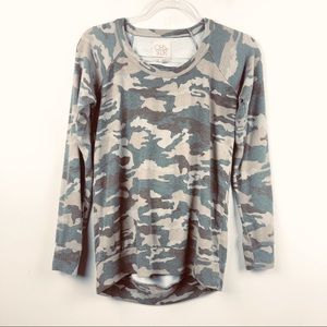 Chaser Knit Drape Back Camo Pullover Women's